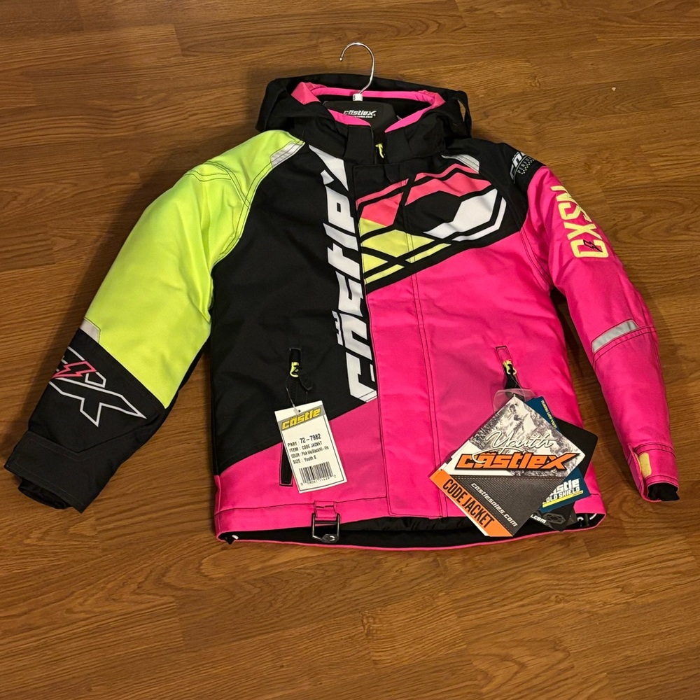 NEW Castle X Code Snowmobile Jacket Winter Coat Snow Pink Glo Youth Sz S